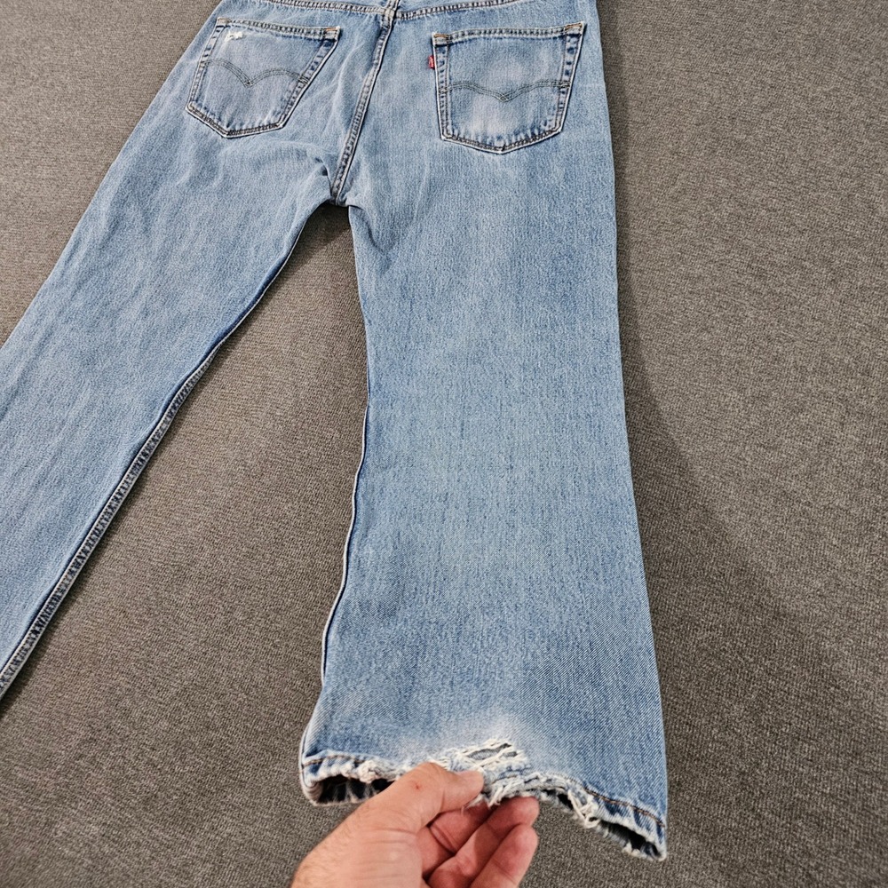 Levis 505 Regular Fit Light Wash Straight Leg Denim Jeans Mens 38x30 Blue - Picture 14 of 16